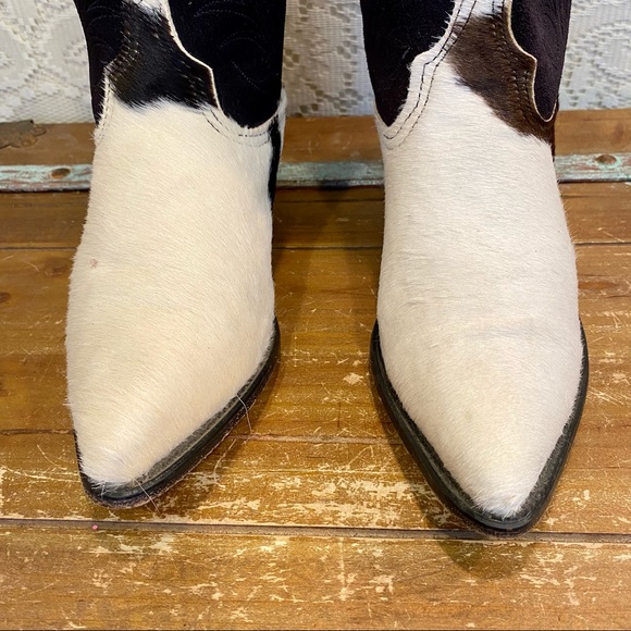 Vintage Suede and Cowhair Cowboy Boots - Picture 3 of 9